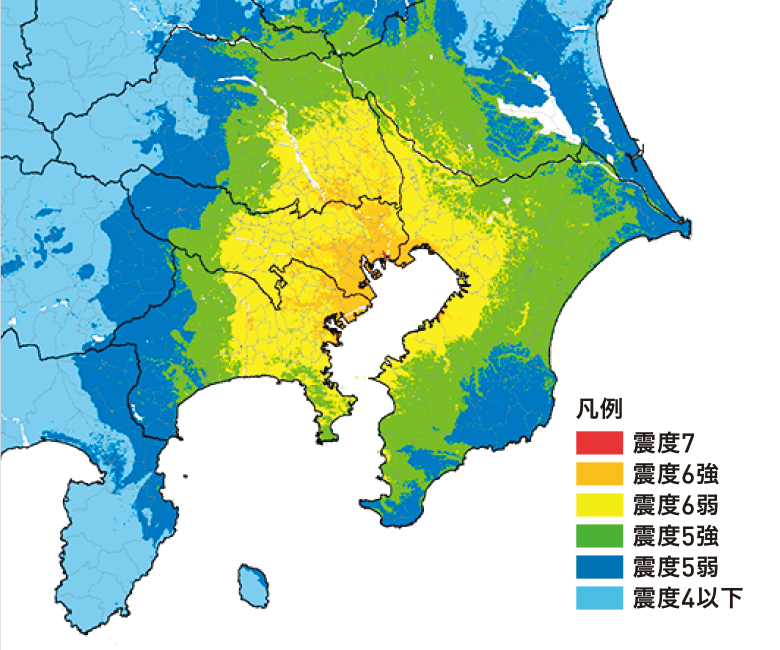 東京・千葉・埼玉・神奈川の4つの都県では震度6強の激しい揺れが想定されています。