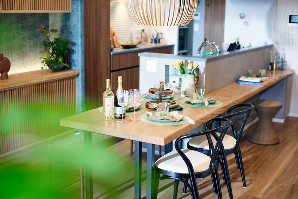 集合住宅のリビングダイニング空間 [住まいの真ん中に五感を刺激する